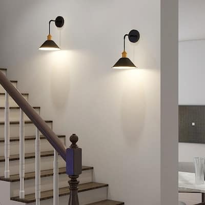 2 Pack 1-Light Wireless Vintage LED Wall Sconce with 3 Colors Lighting