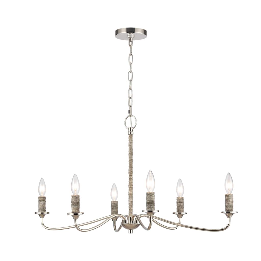 Elk Home Abaca Polished Nickel Finish 6 Light Chandelier