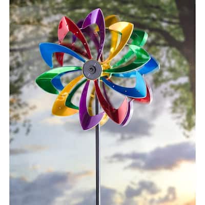 75" LED Solar Flower Metal Wind Spinner