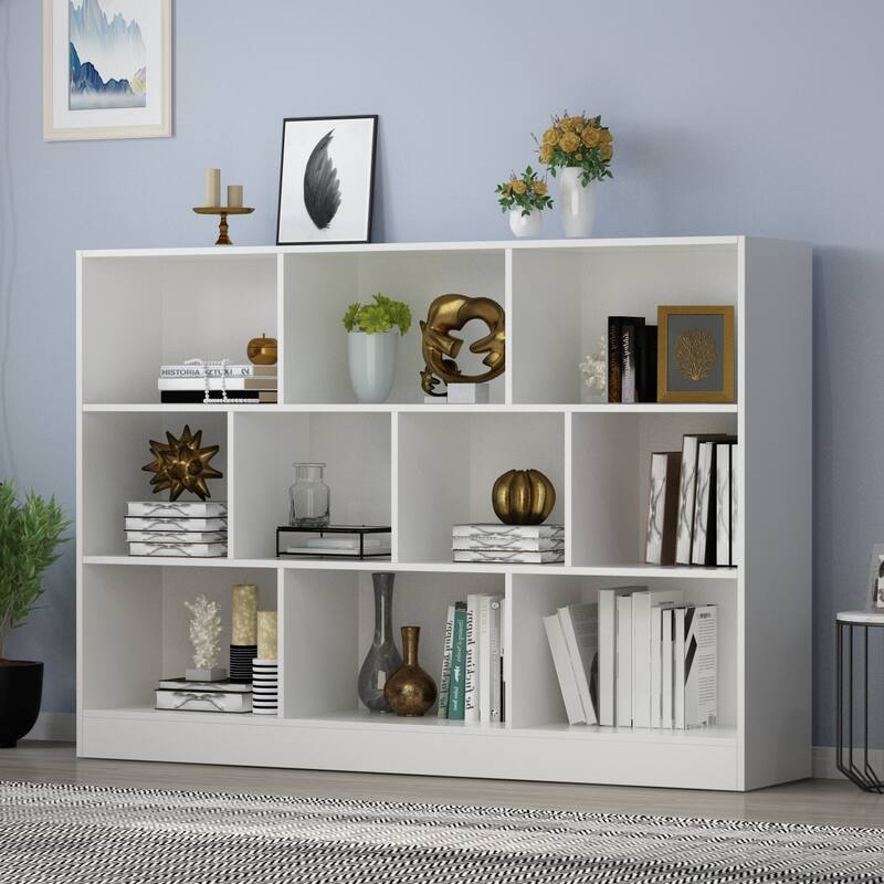 31.5" x 9.4" Bookcase with 3-tier for display - 55.1" x 9.4"
