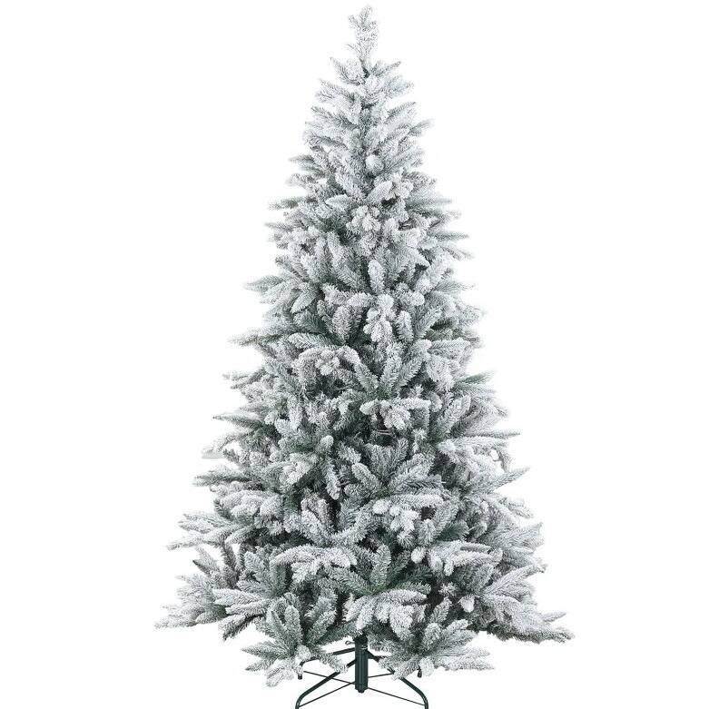Hinged Xmas Tree,Artificial Flocked Christmas Tree with Snow Tips, Easy Assembly,for Festive Christmas Decor - Green