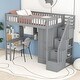 preview thumbnail 2 of 33, Twin size Loft Bed with Bookshelf,Drawers,Desk,and Wardrobe