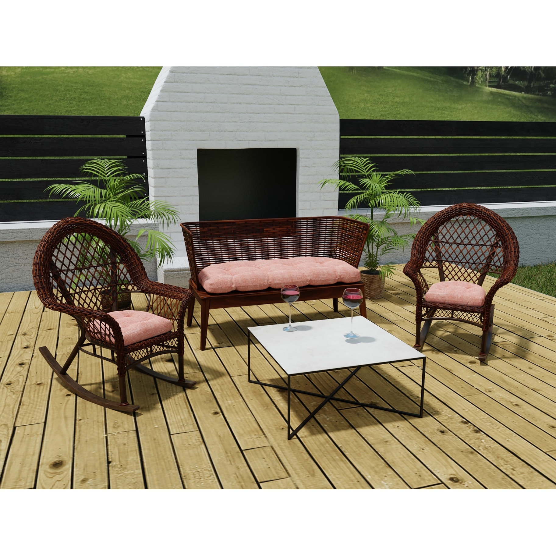 3 piece 2024 wicker cushion set