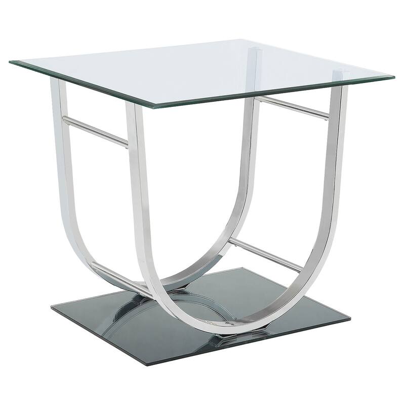Danville Square U-Shaped Glass Top Side End Table Chrome - Glass - Chrome