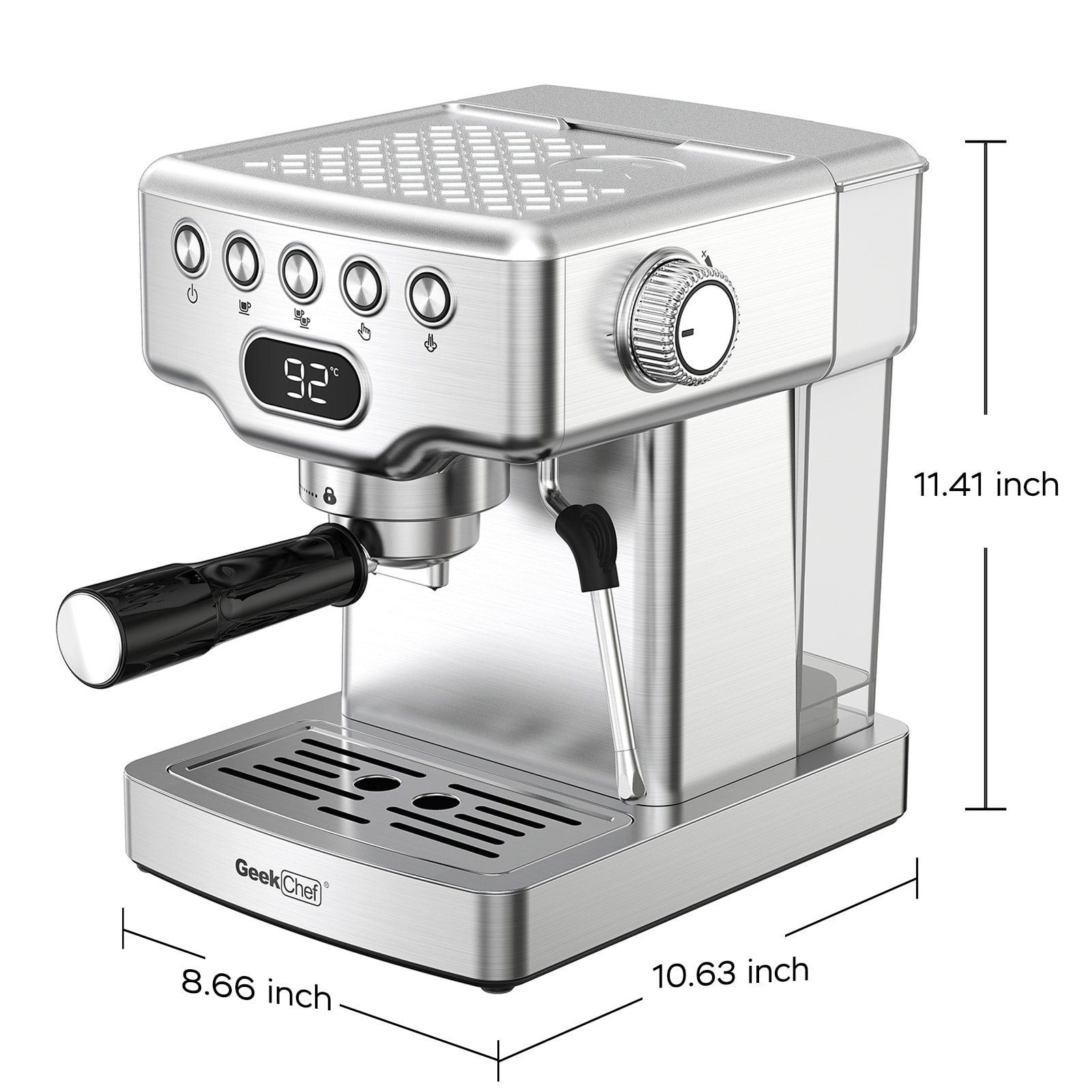 Geek Chef Espresso Machine,with milk frother for home espresso maker,1.8L Water Tank