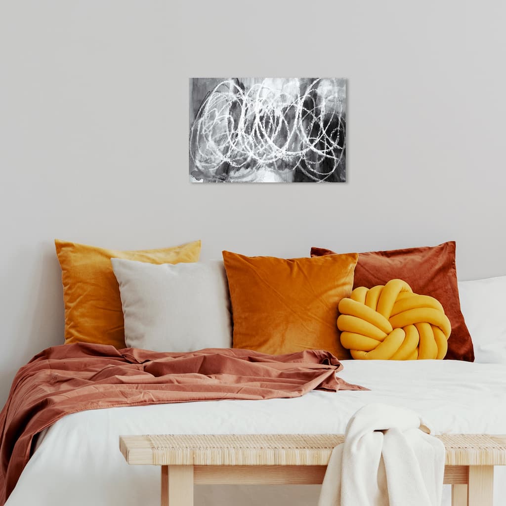 Wynwood Studio Canvas Abstract Pastel Chalk Swirl Black and Modern & Contemporary Wall Art Canvas Print