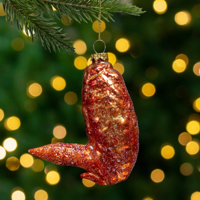4" Buffalo Flat Chicken Wing Glass Christmas Ornament