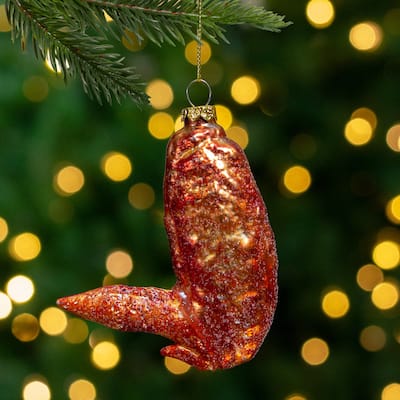 Buffalo Flat Chicken Wing Glass Christmas Ornament - 4"