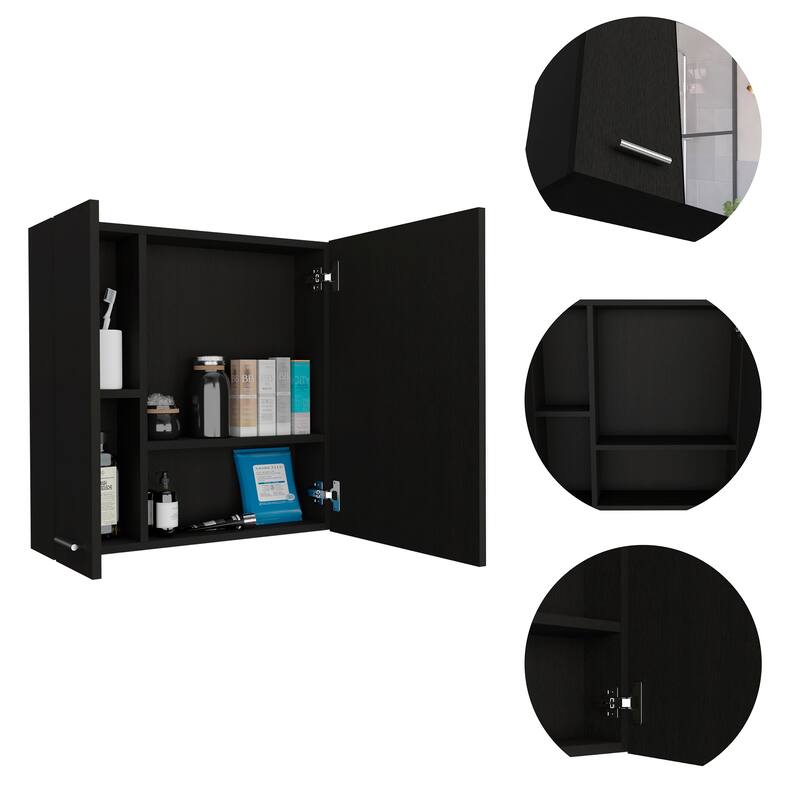 Medicine Cabinet with Four Internal Shelves and Double Doors- Space-Saving Wall-Mounted