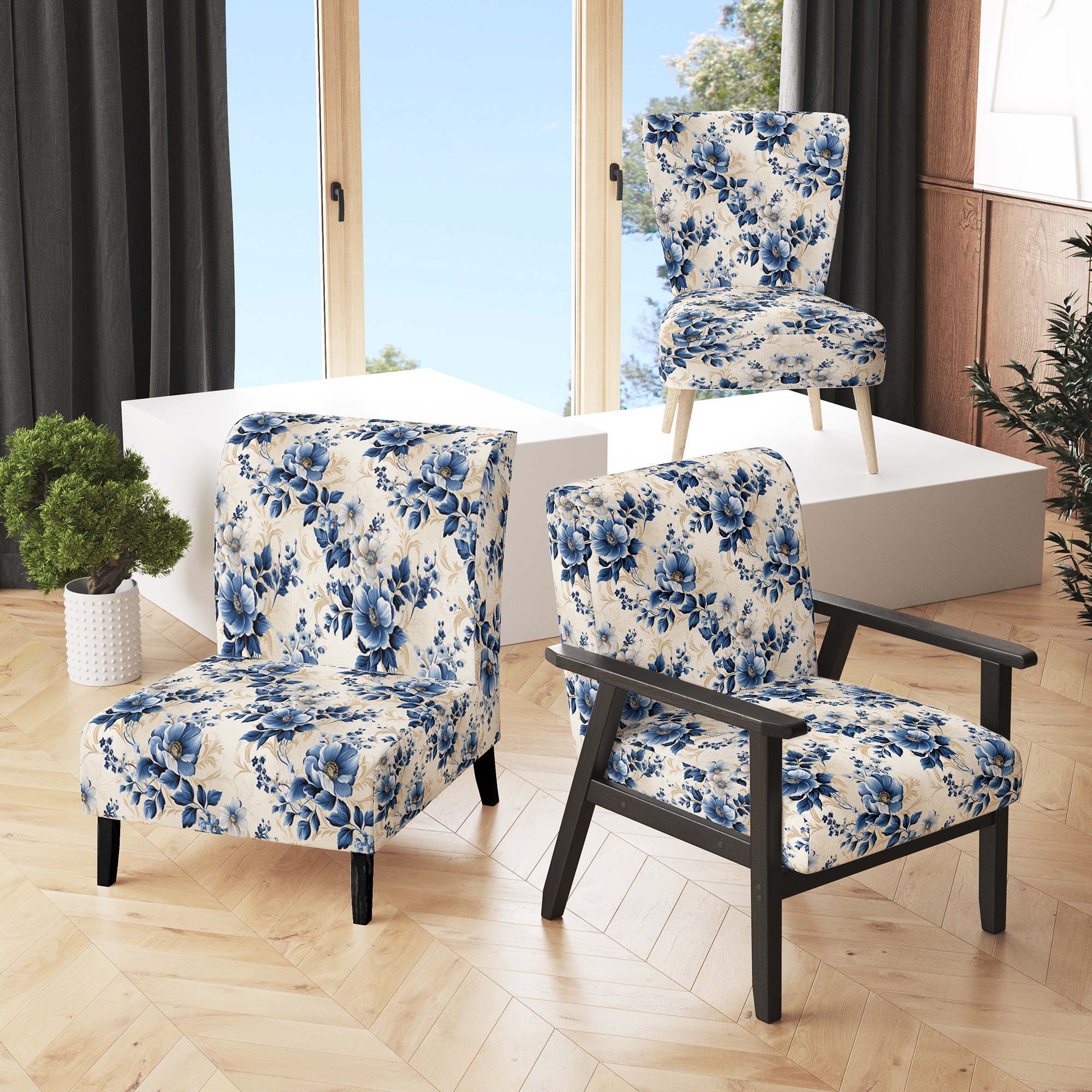 Cobalt blue accent chair deals