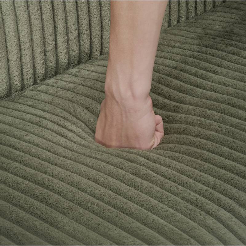 79 inch Green Corduroy Foldable Double Sofa Bed with Foam+Spring
