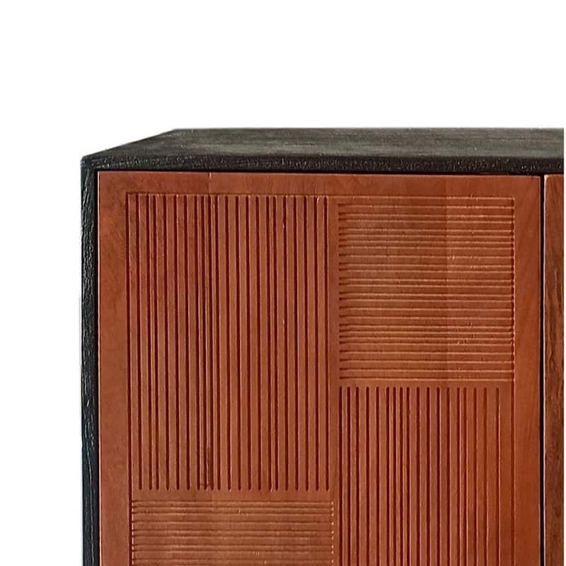 Manie 64 Inch Bar Cabinet with Inner Shelves, Mango Wood, Walnut Brown