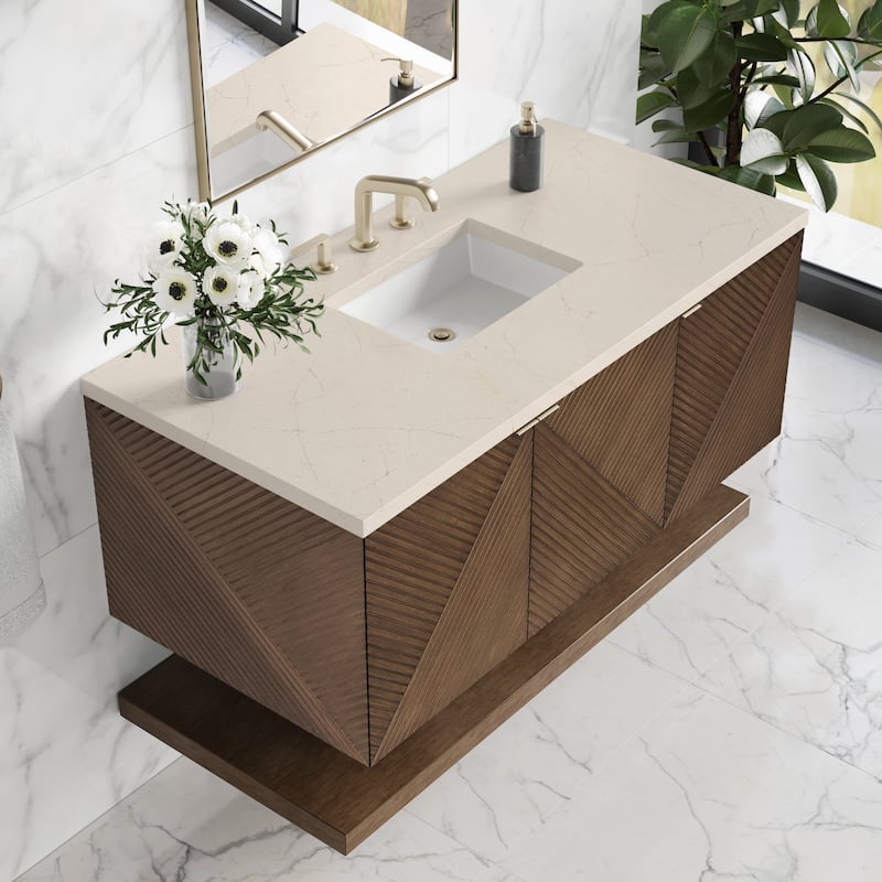 James Martin Vanities Marcello 48" Single Vanity, Chestnut - Eternal Marfil