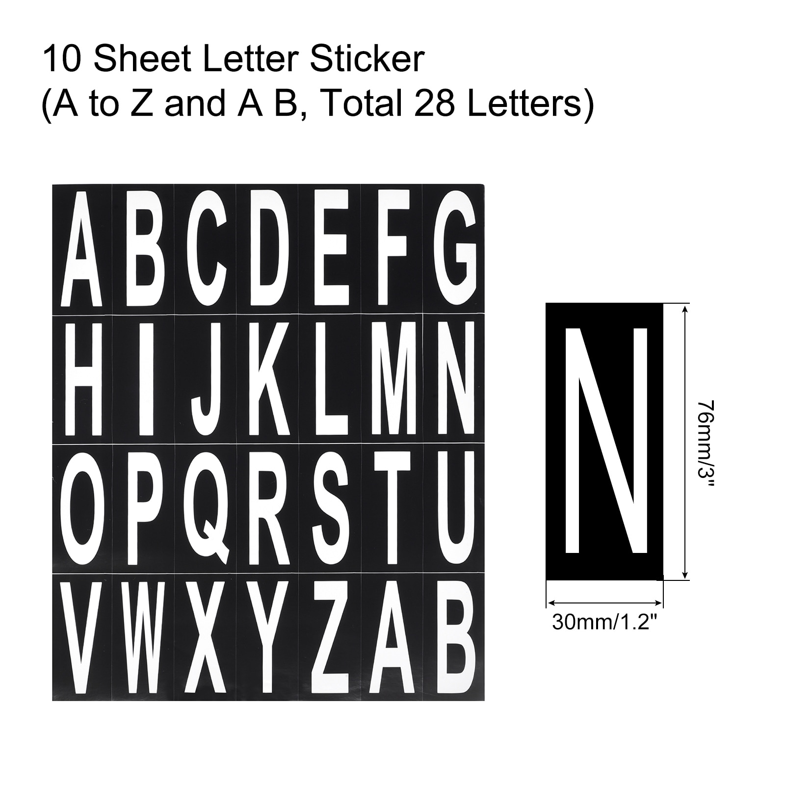 Letters Stickers Grey Alphabet Sticky Letter Label PVC Vinyl, Pack of 10