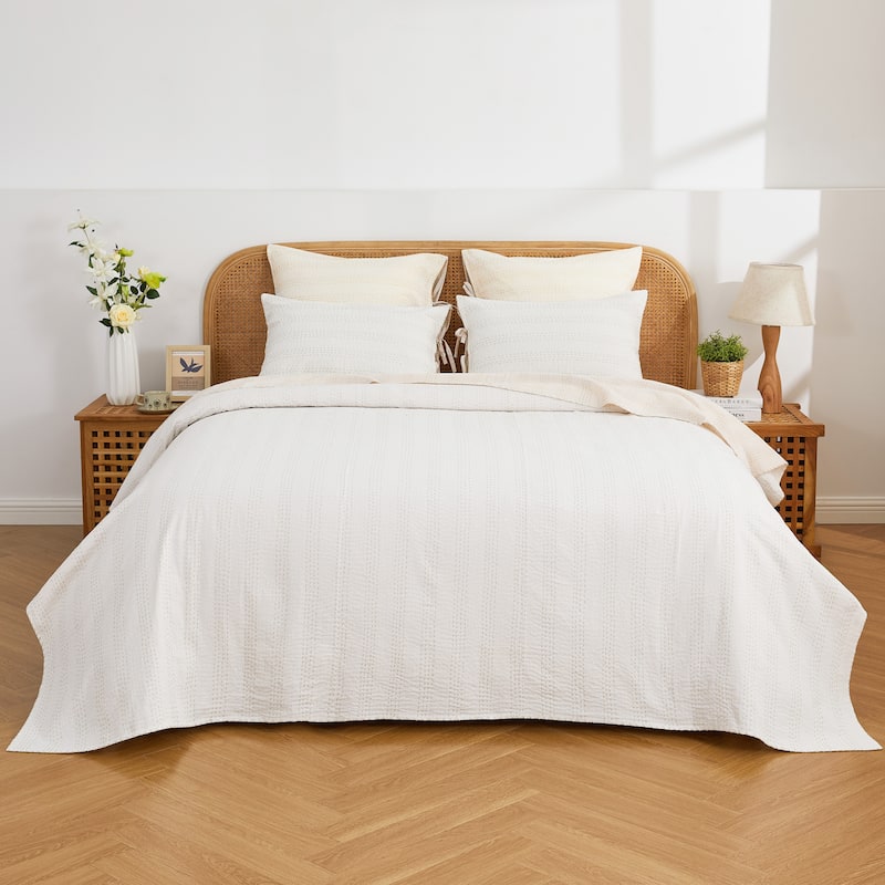 Melange Hand Craft Kantha Collection Soild Reversible Coverlet and Sham