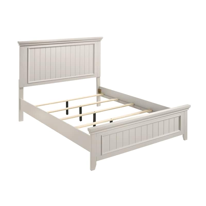 White Finish 4pc Bedroom Set Bed Nightstand Dresser Mirror