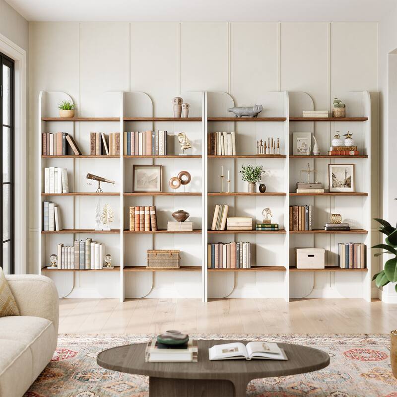 70.87" 5-Tier Double Wide Bookshelf, Open Shelves Tall Floor Standing Bookcase Storage Accent Shelf