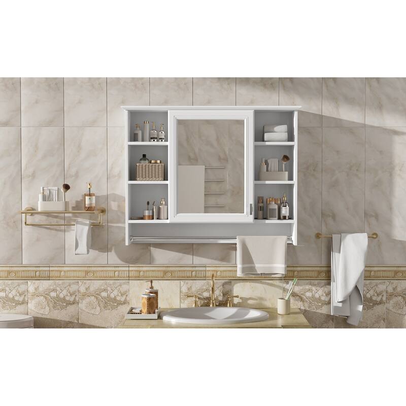 Roomfitters 36 Inch 3-in-1 Wall Mount Medicine Cabinet, Mirror Storage with Adjustable Shelf & Soft Close Doors