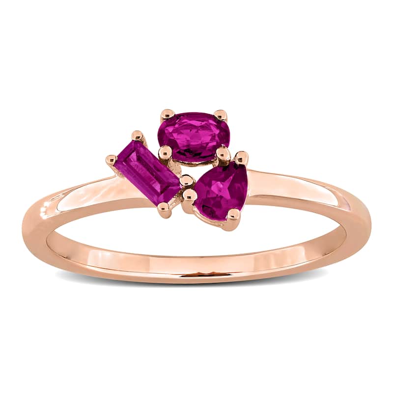 Miadora Multi-Gem Three Stone Cluster Ring Sterling Silver