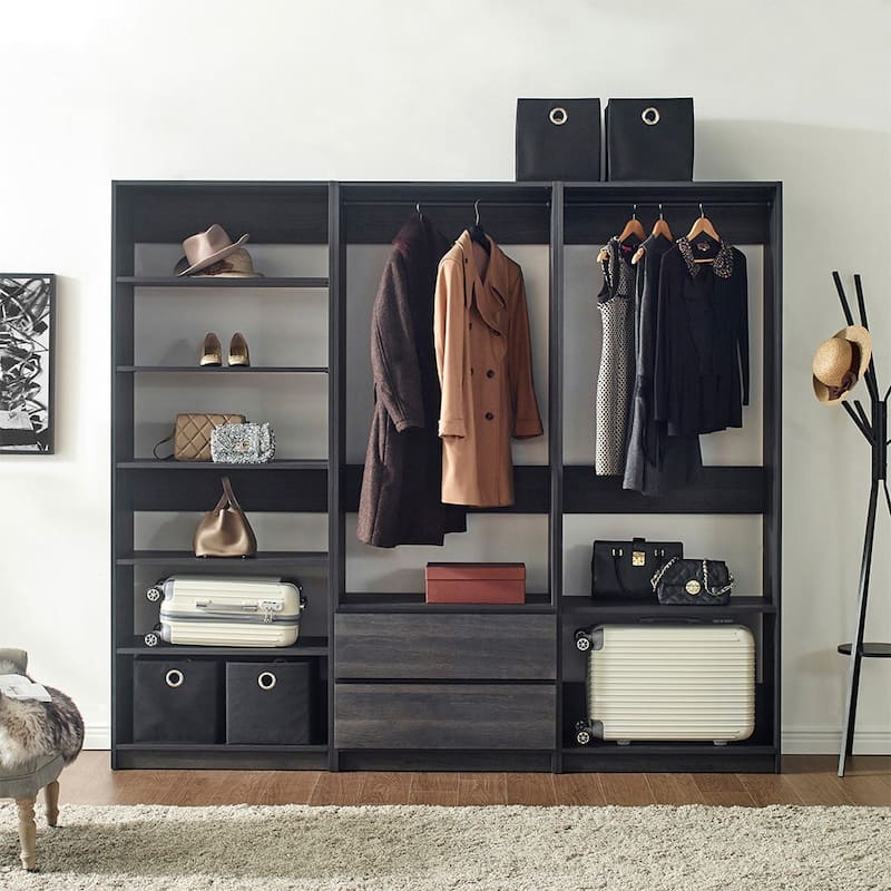 Prosper Freestanding Walk in Wood Closet System - 83" H x 94.2" W x 15.7" D