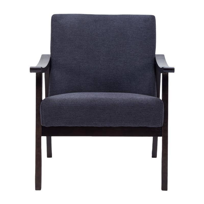 Medieval-inspired modern armchair with high back upholstered chair, solid wood legs