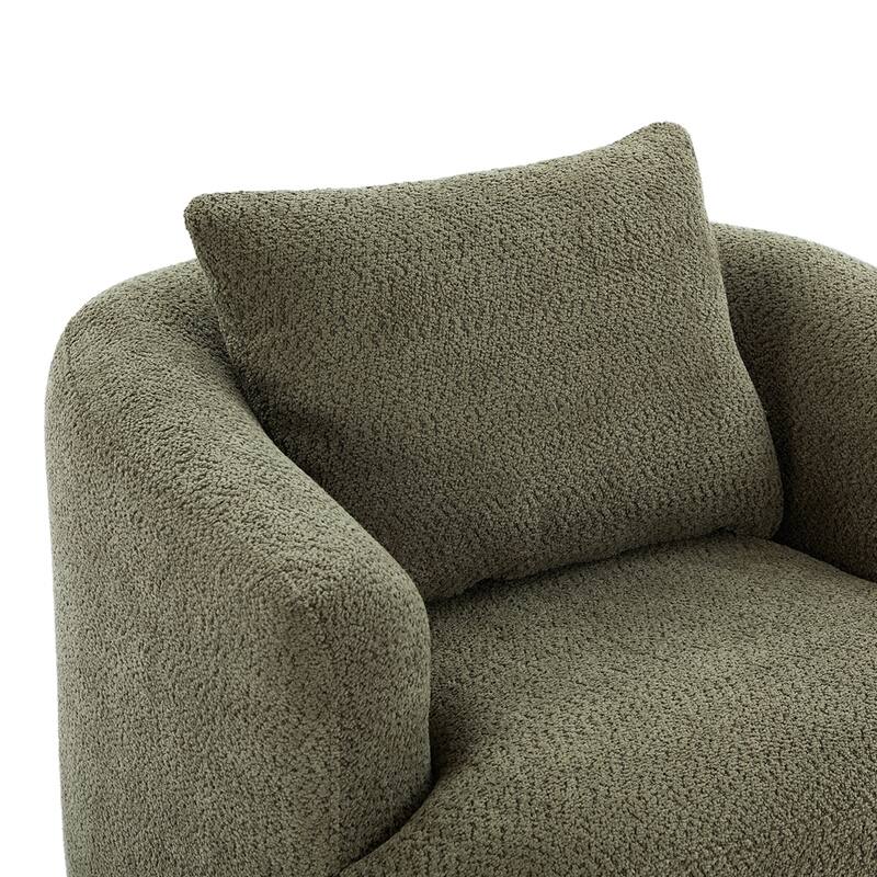 Chenille Upholstered Swivel Barrel Sofa Chair