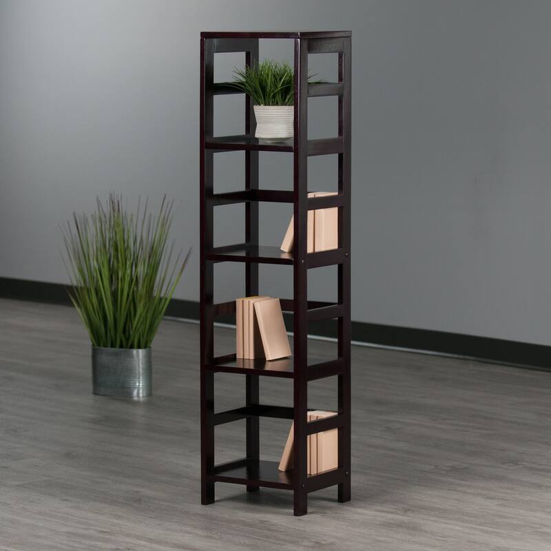 Leo 4-Tier Storage Shelf, Espresso - 13.39 x 11.22 x 54.8 inches