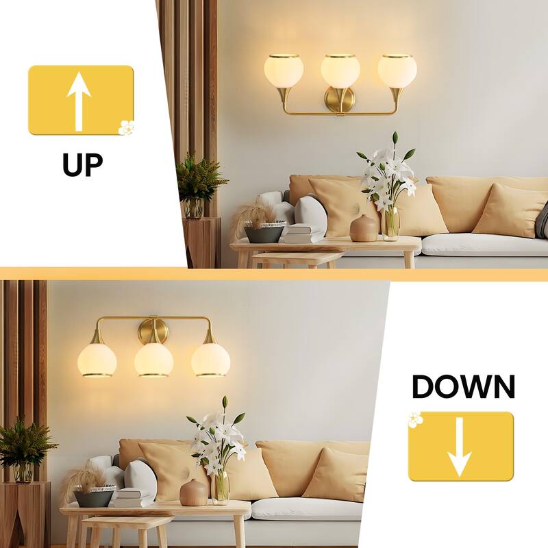 Modern Vanity Lights Dimmable Bathroom Light Fixtures with Glass Shade