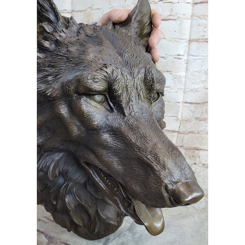 Handmade Bronze Collectible Sculpture Animal Signed Milo Large Wolf Hot Cast