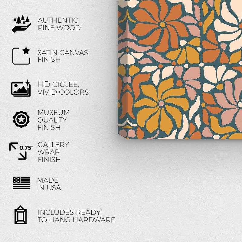 Wynwood Studio Canvas Abstract Flowers Stock Pattern Brown and Ochre Modern & Contemporary Wall Art Canvas Print