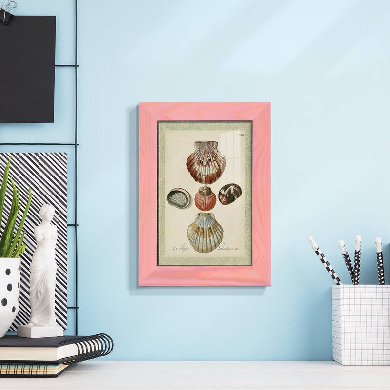 Bookplate Shells III -Framed Print w/glass-Cherry Red
