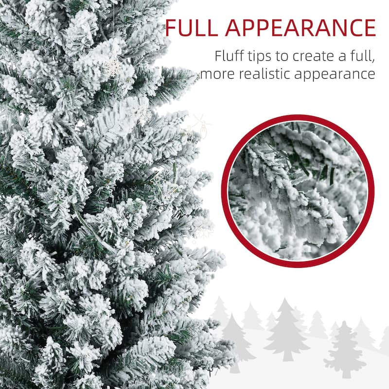 7' Tall Pre-Lit Slim Noble Fir Artificial Christmas Tree with 210 Warm White LED Lights and 499 Tips,Christmas Decoration