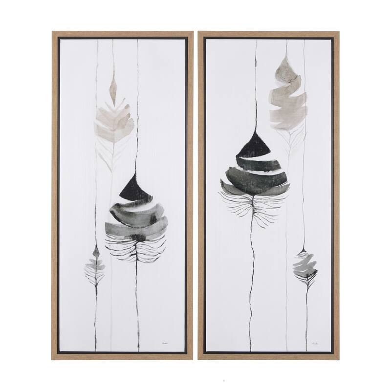 Rain of Leaf I (23 x 53) Framed Canvas Art Print - II Small