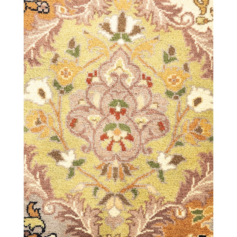 Overton Handknotted Wool Traditional Oriental Yellow Area Rug - 6' x 9'