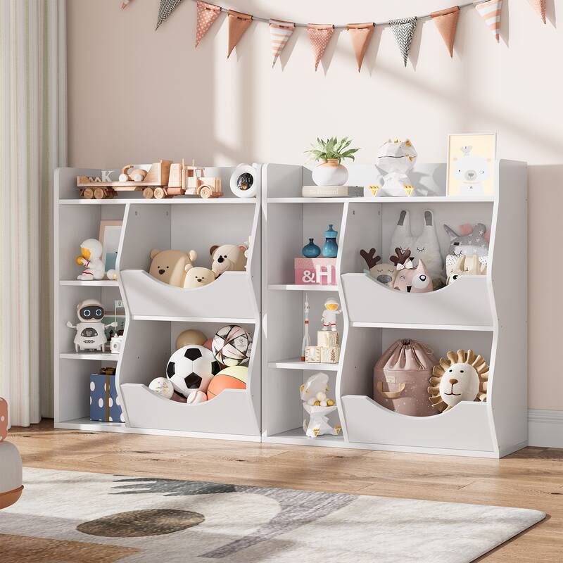 3-Tier Bookshelf Double Side Toy Shelf for Toys and Books