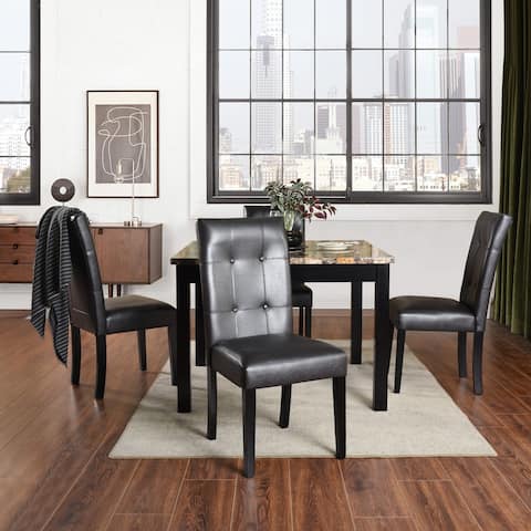 Furniture R Transitional Faux Marble Dining Set (Set of 5)