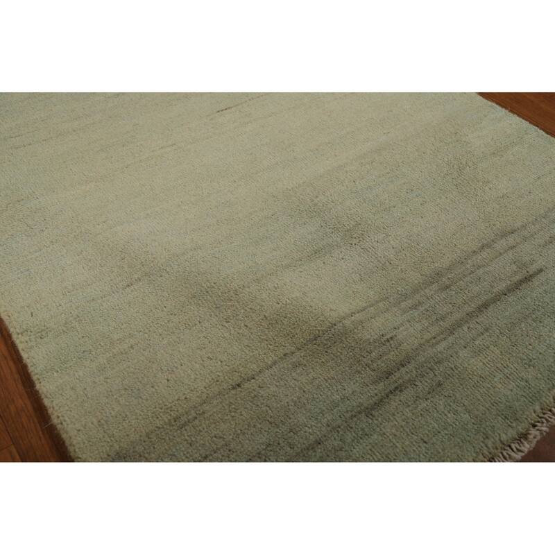 Green Gabbeh Modern Foyer Rug Handmade Wool Carpet - 2'7"x 3'11"