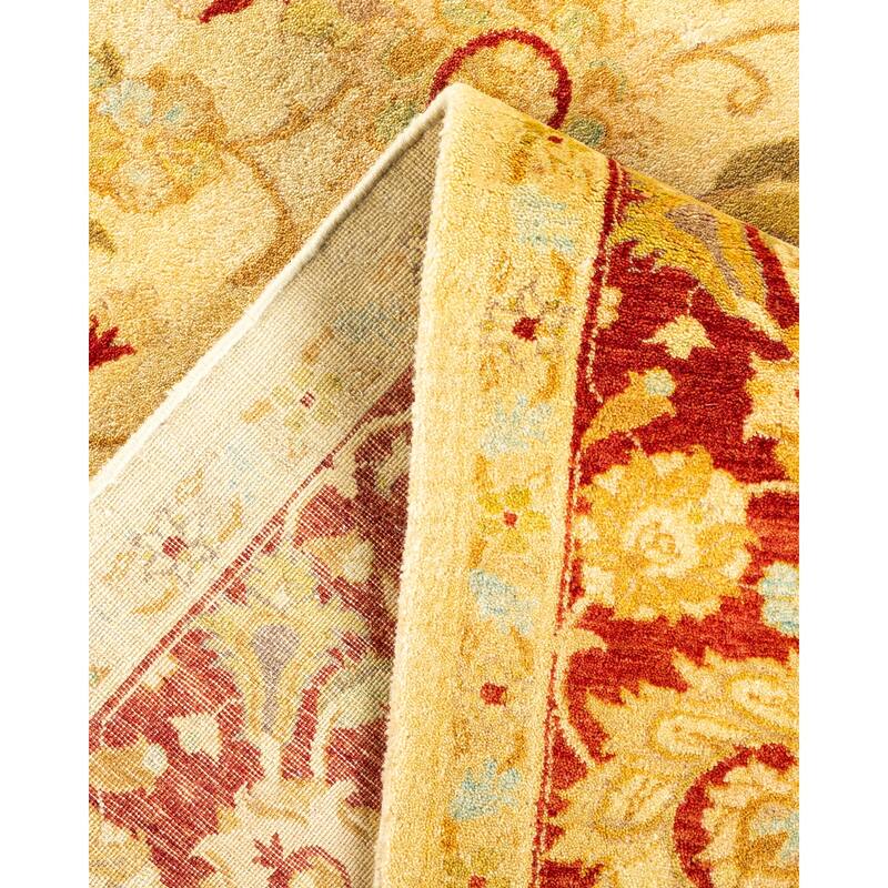 Overton Hand Knotted Wool Vintage Inspired Traditional Mogul Ivory Area Rug - 6' 2" x 8' 10"