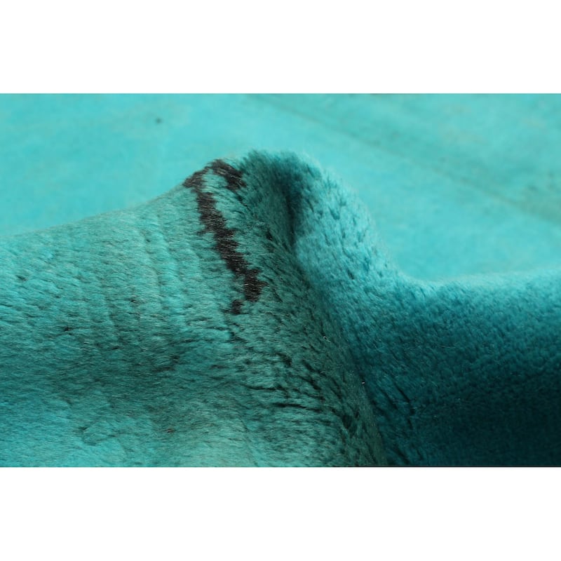 ECARPETGALLERY Hand-knotted Color Transition Teal Wool Rug - 2'9 x 8'9