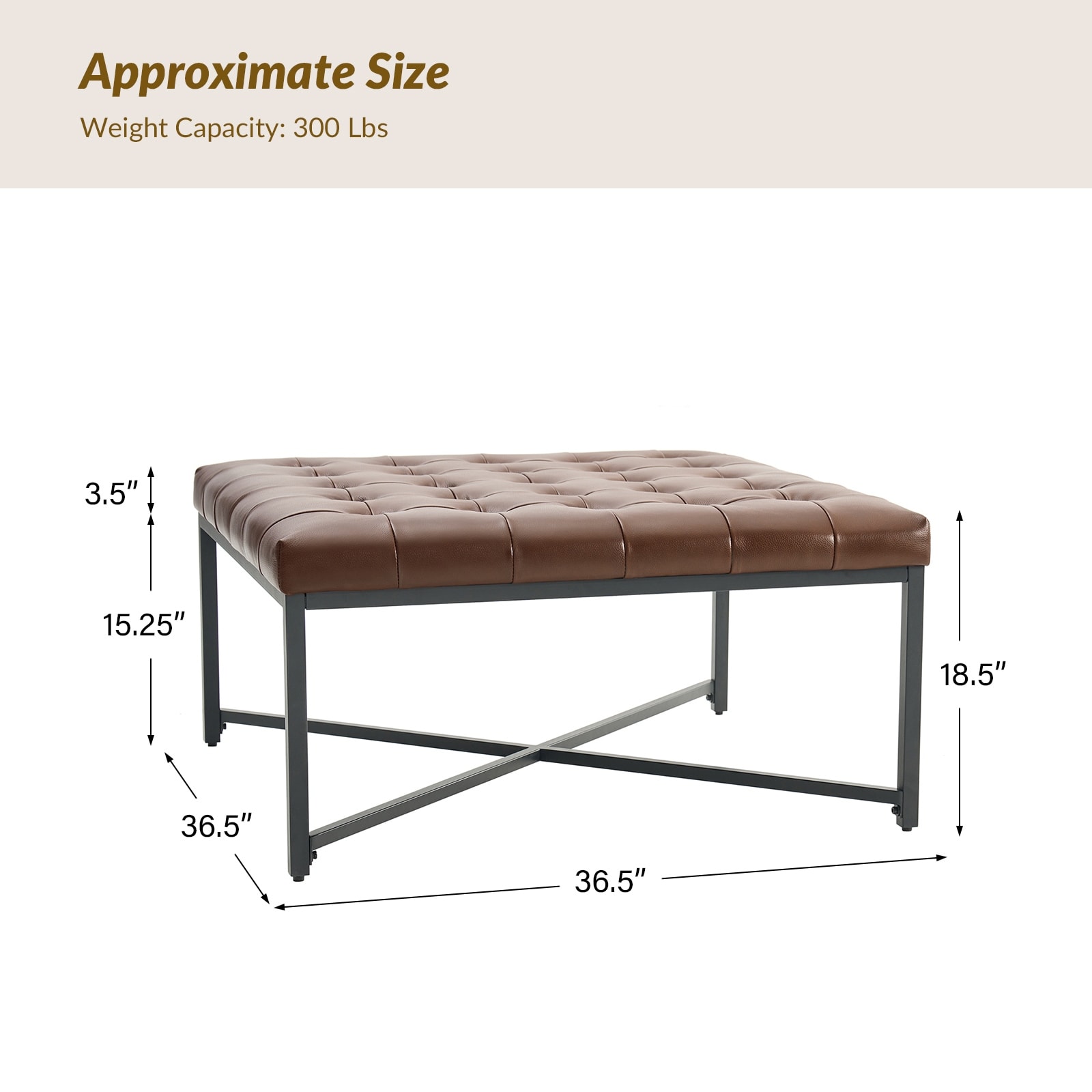Oswald Modern Genuine Leather Bench with Button-tufted by HULALA HOME