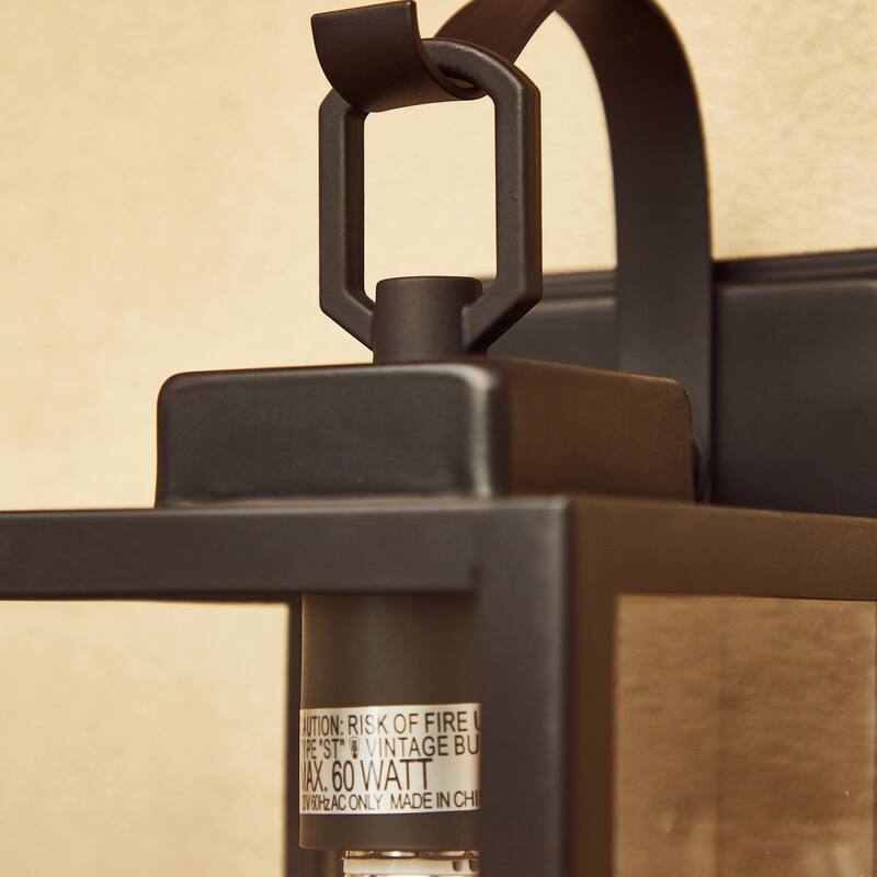 Modern Black Outdoor Wall Light Square Glass Sconce