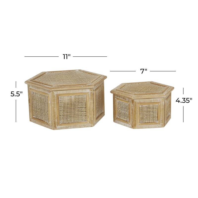 Wood Decorative Box with Lid - Set of 2 Brown - Roche River Decor