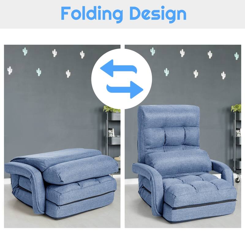 Folding Floor Massage Chair with Adjustable Backrest and Armrests