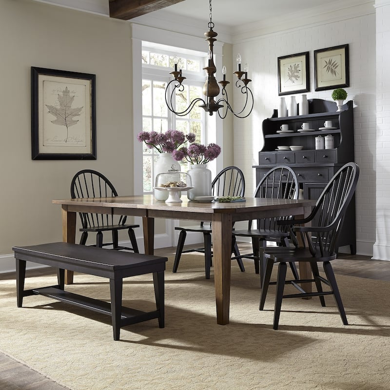 The Gray Barn Hearthstone Ridge Tobacco & Black 6 Piece Rectangular Table Set - Tobacco and Black