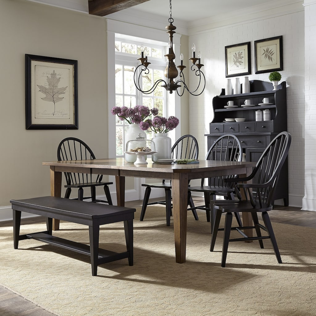 The Gray Barn Hearthstone Ridge Tobacco & Black 6 Piece Rectangular Table Set