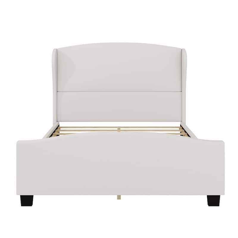 Queen Size 51" High Headboard Wingback Linen Upholstered Bed