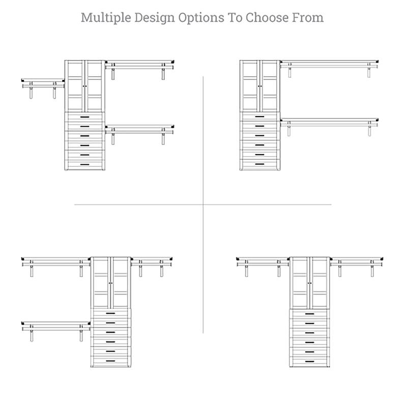John Louis Home Solid Wood Reach-In Closet System with 6-Drawers and Doors White