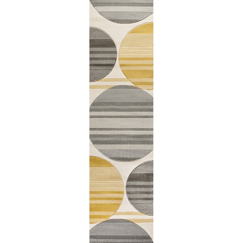 JONATHAN Y Geo Striped Circles Area Rug - 2 X 8