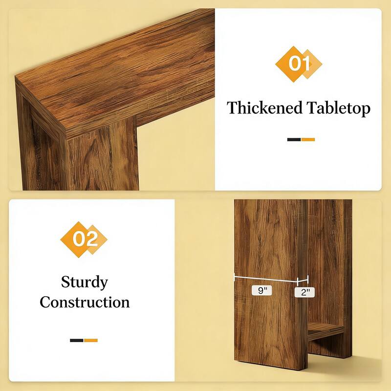 Rossetta Farmhouse Simple Slim Profile Wood-Grain Finish Entryway Table