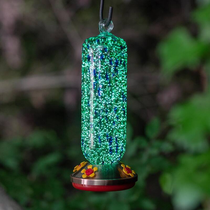 Glow in the Dark Glass Hummingbird Feeder